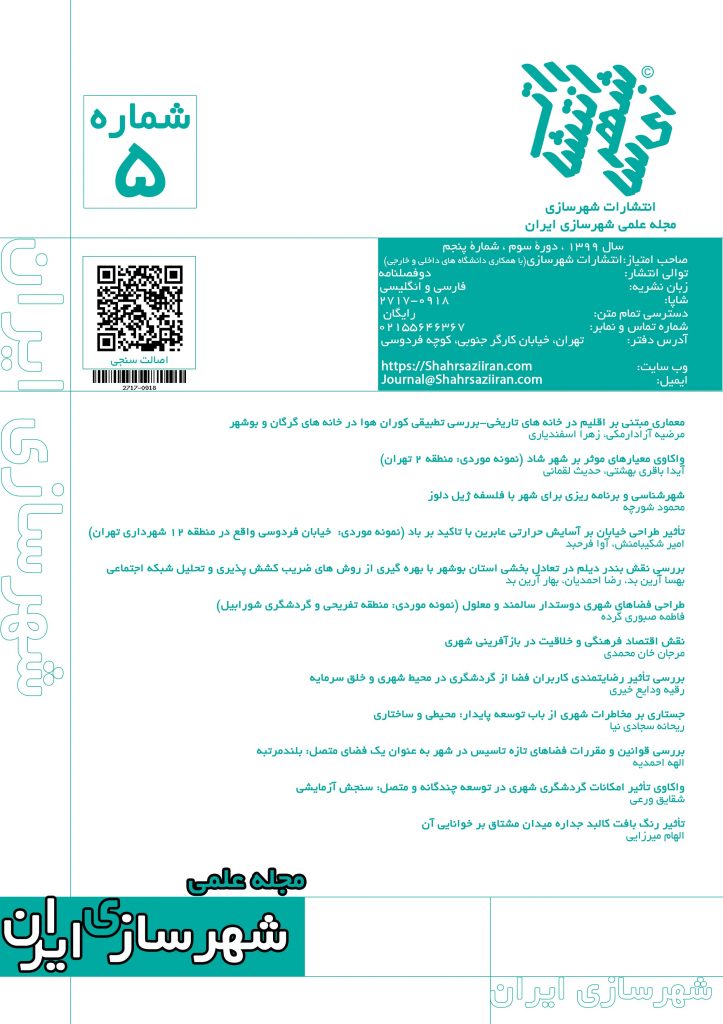 تاثیر طراحی خیابان بر آسایش حرارتی عابرین با تاکید بر باد (نمونه موردی: خیابان فردوسی واقع در منطقه 12 شهرداری تهران)